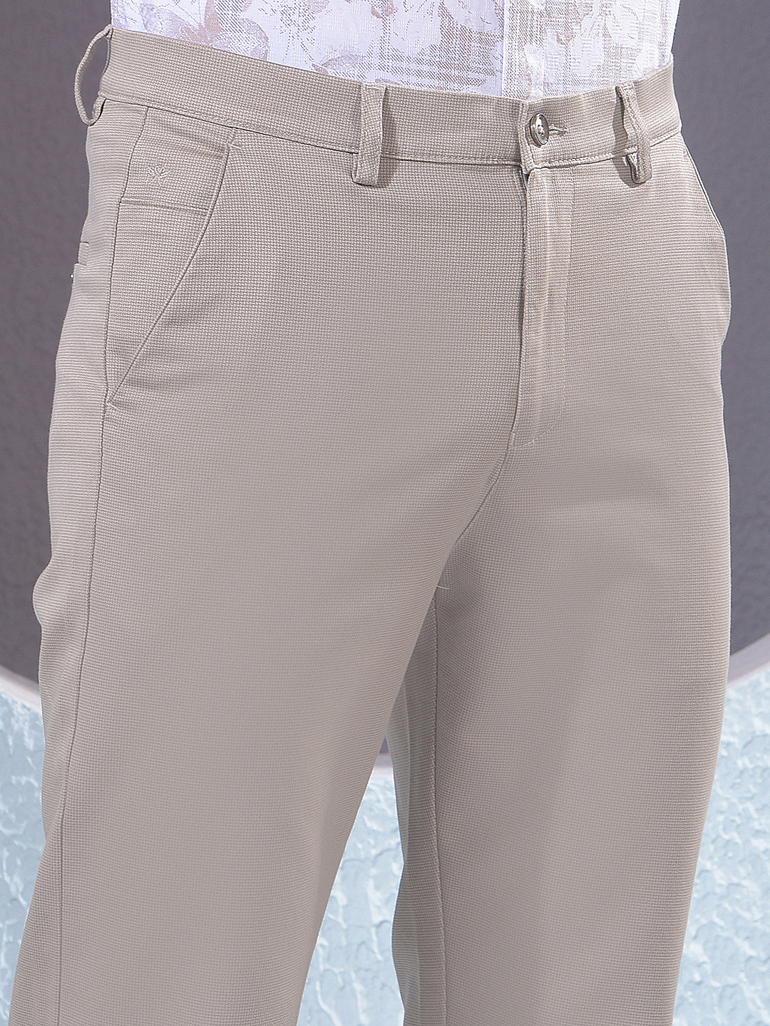 Relaxed Beige Knitted Trousers