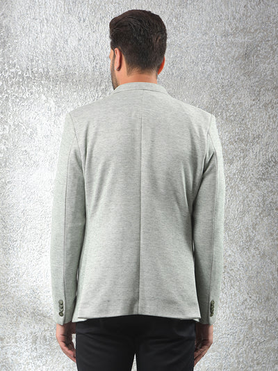 Green Notched Lapel Single-Breasted Blazer