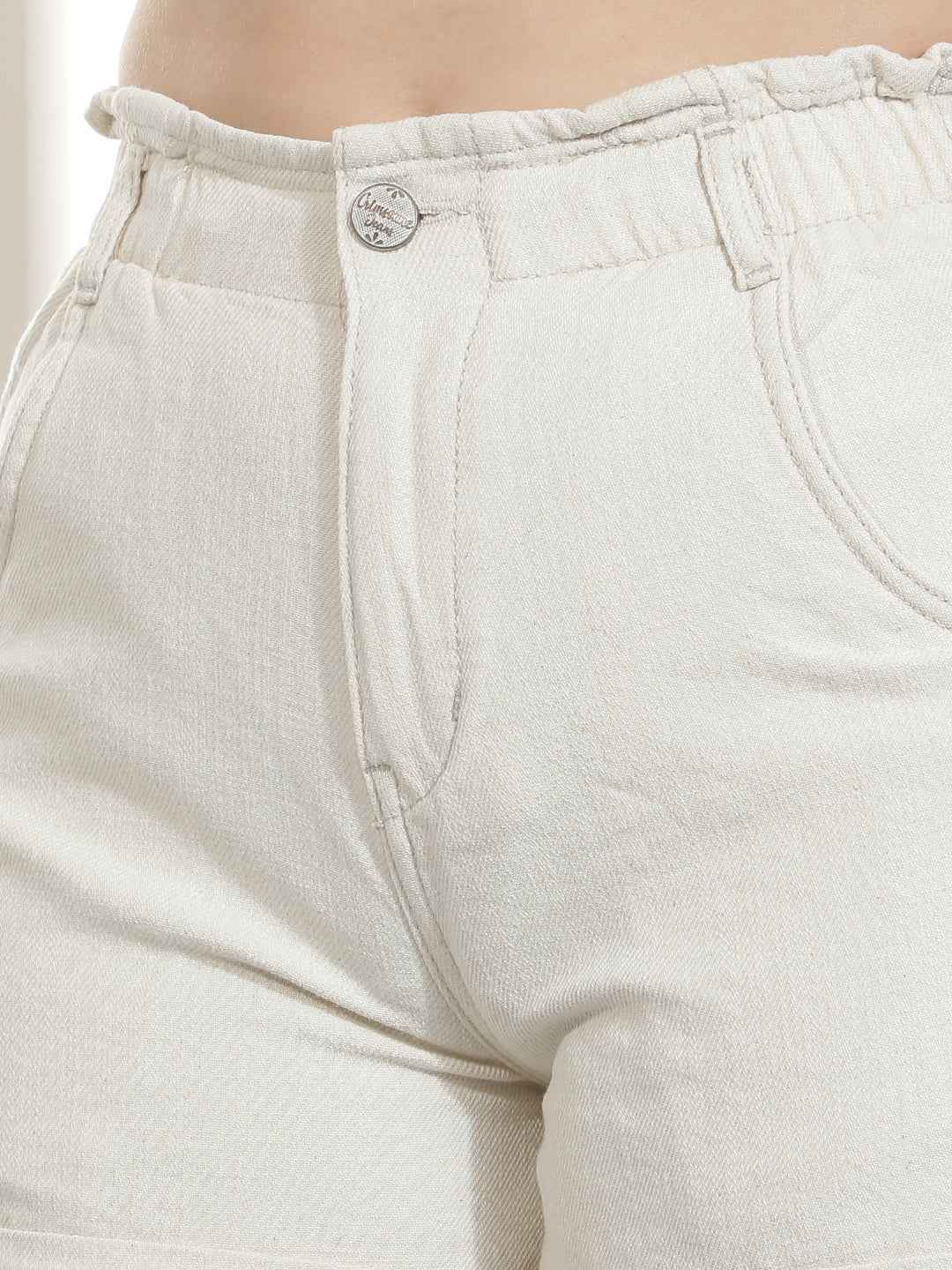 Beige 100% Cotton Hot Pants