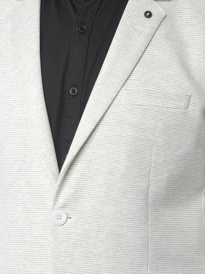 Off White Printed Notched Lapel Single-Breasted Blazer