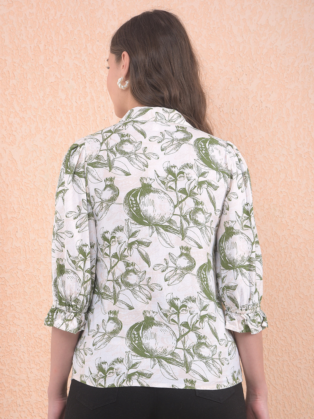 Printed Linen Green Shirt