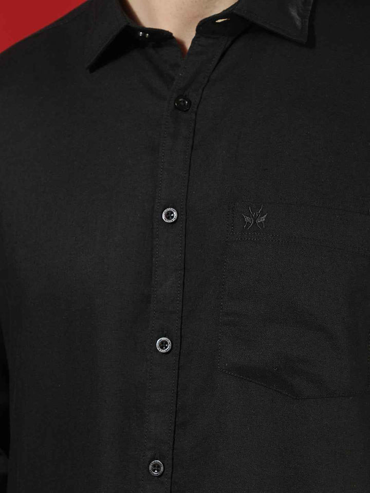 Black Lightweight Linen Summer Shirt