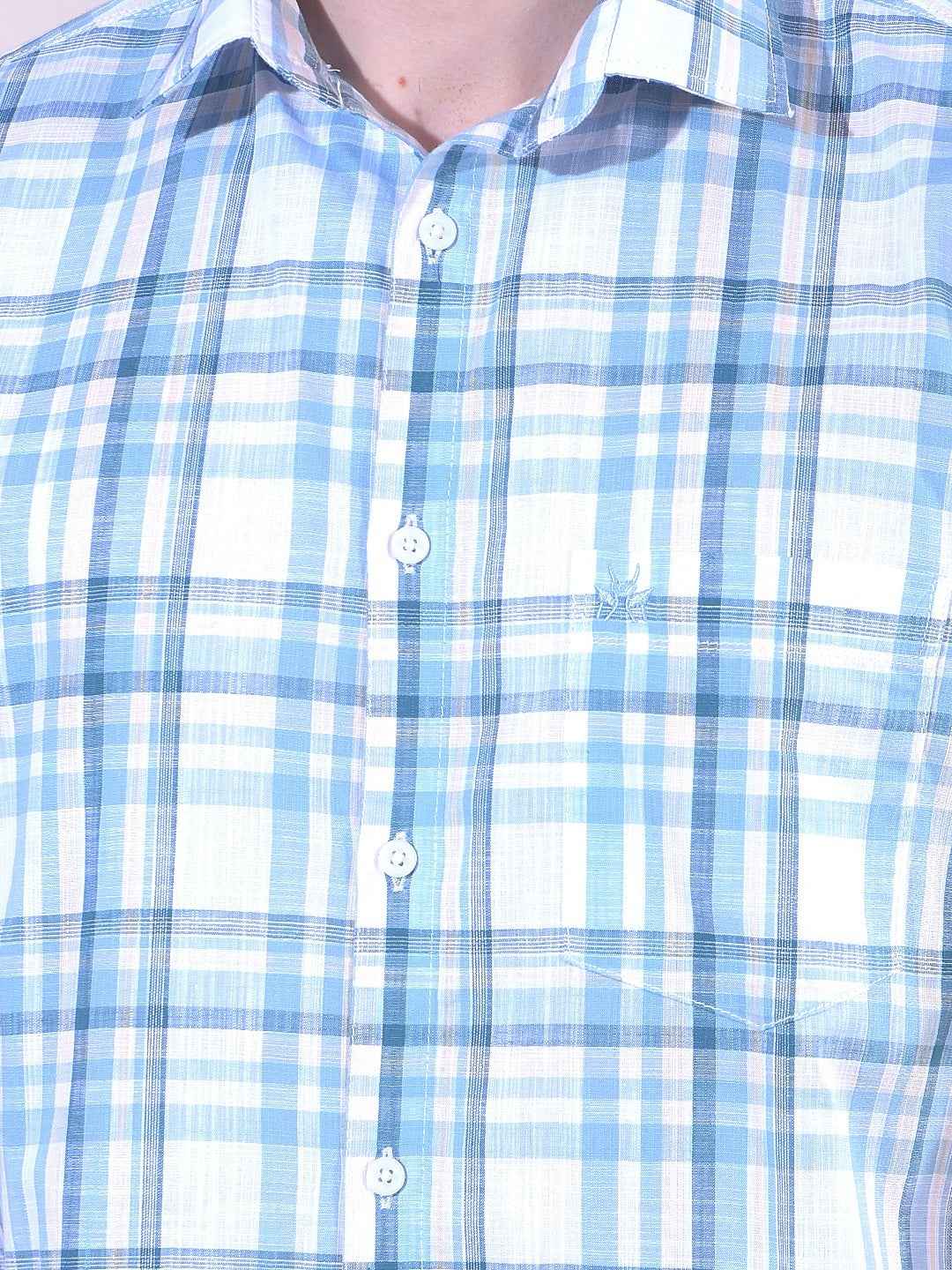 Blue 100% Cotton Checked Shirt