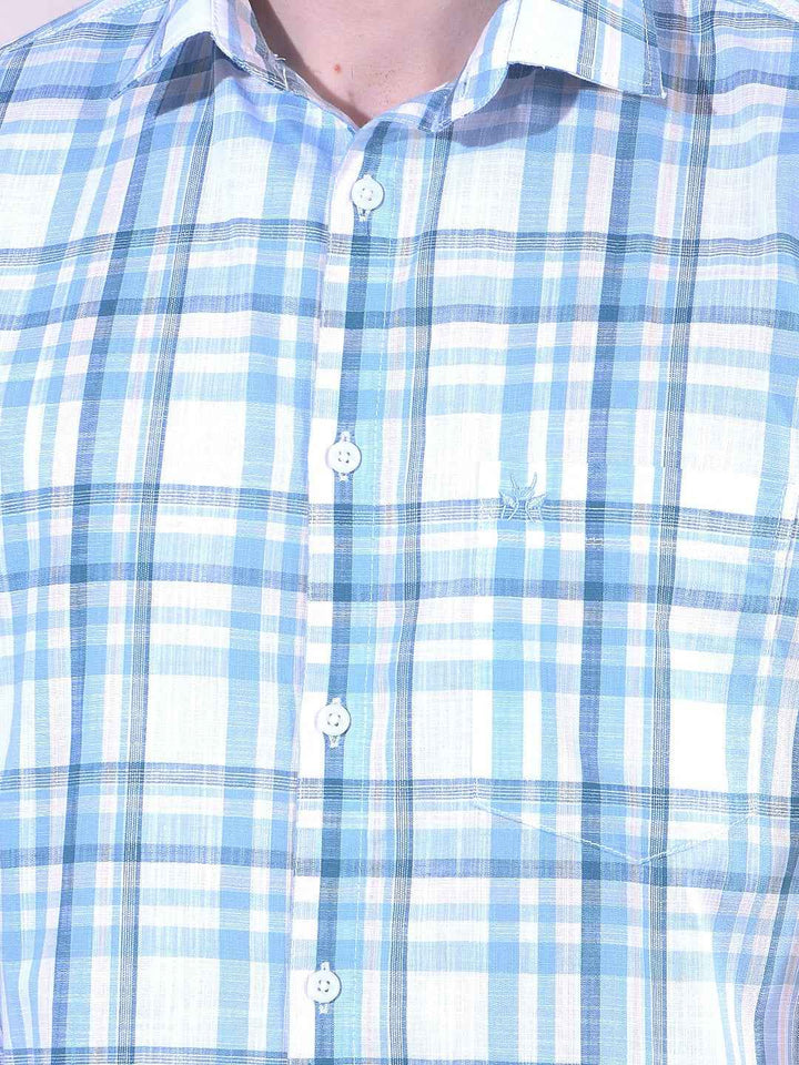 Blue 100% Cotton Checked Shirt