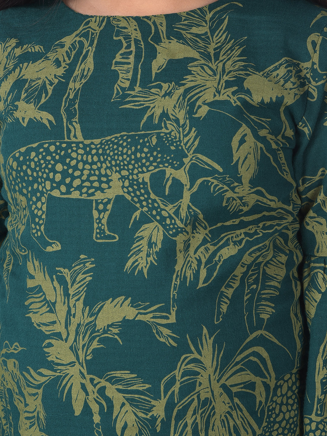 Green Printed 100% Cotton Top