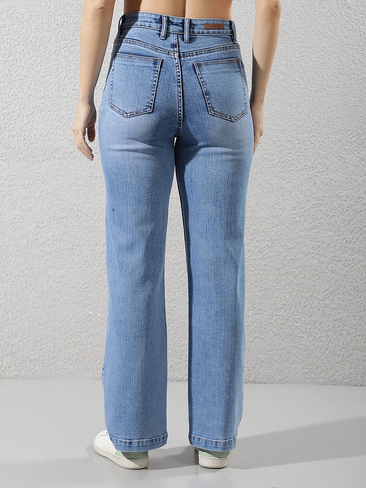 Luxe Royal Blue Wide-Leg Jeans