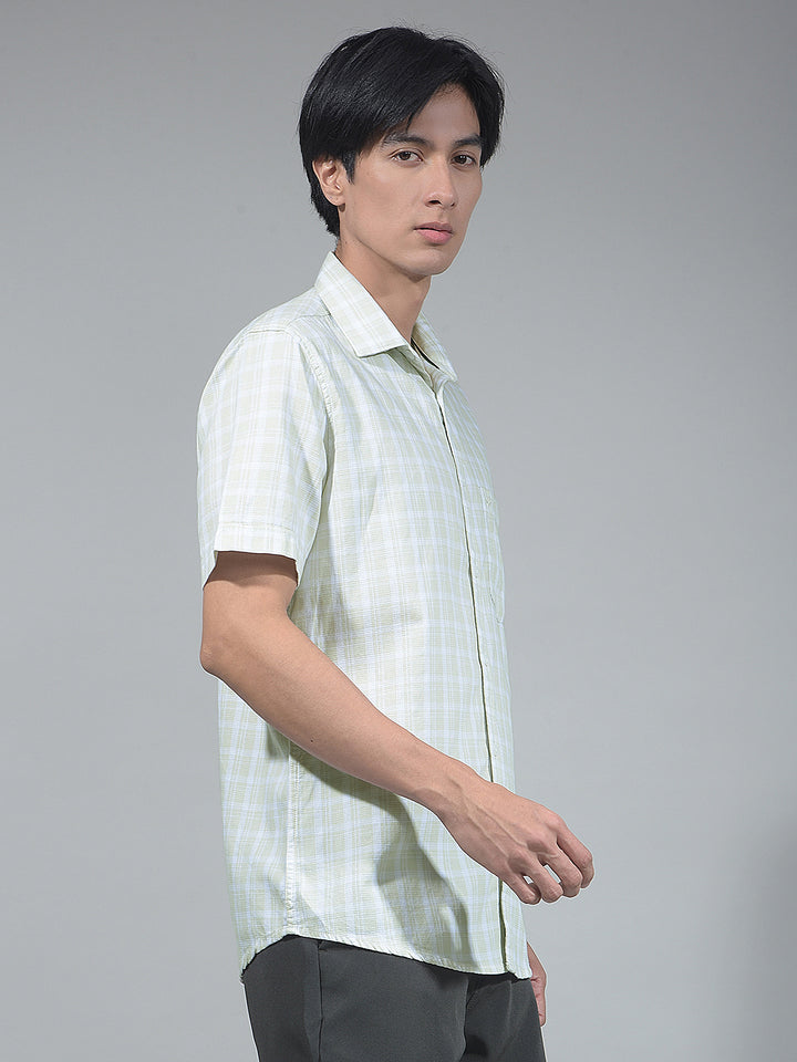Cream Checked 100% Cotton Shirt