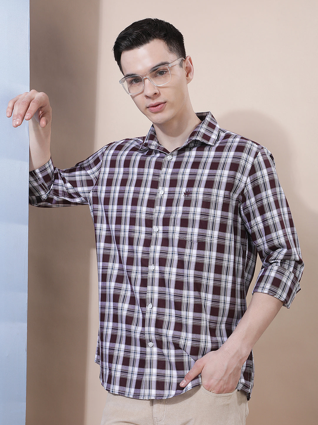 Classic Cinnamon Brown Checked Shirt