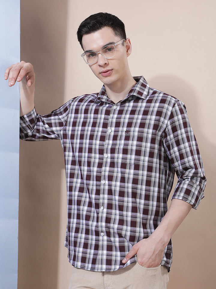 Classic Cinnamon Brown Checked Shirt