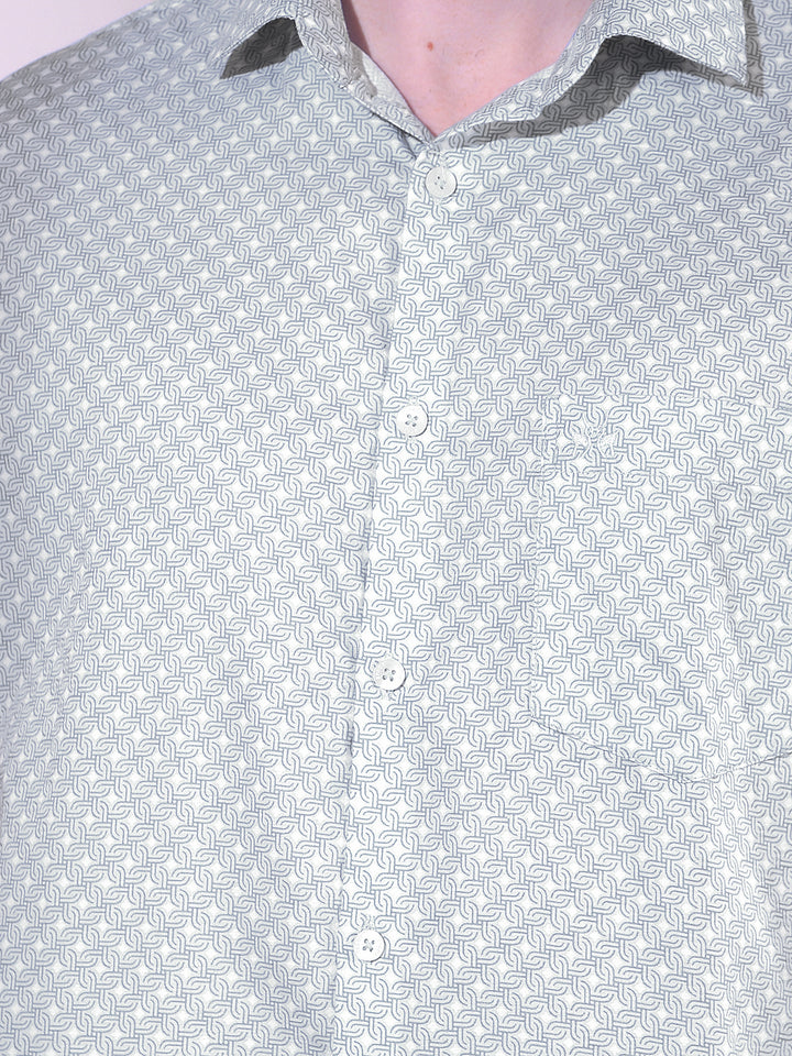 Blue Printed 100% Cotton Shirt