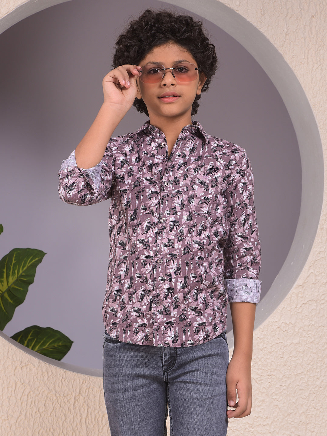 Purple Floral Print Shirt