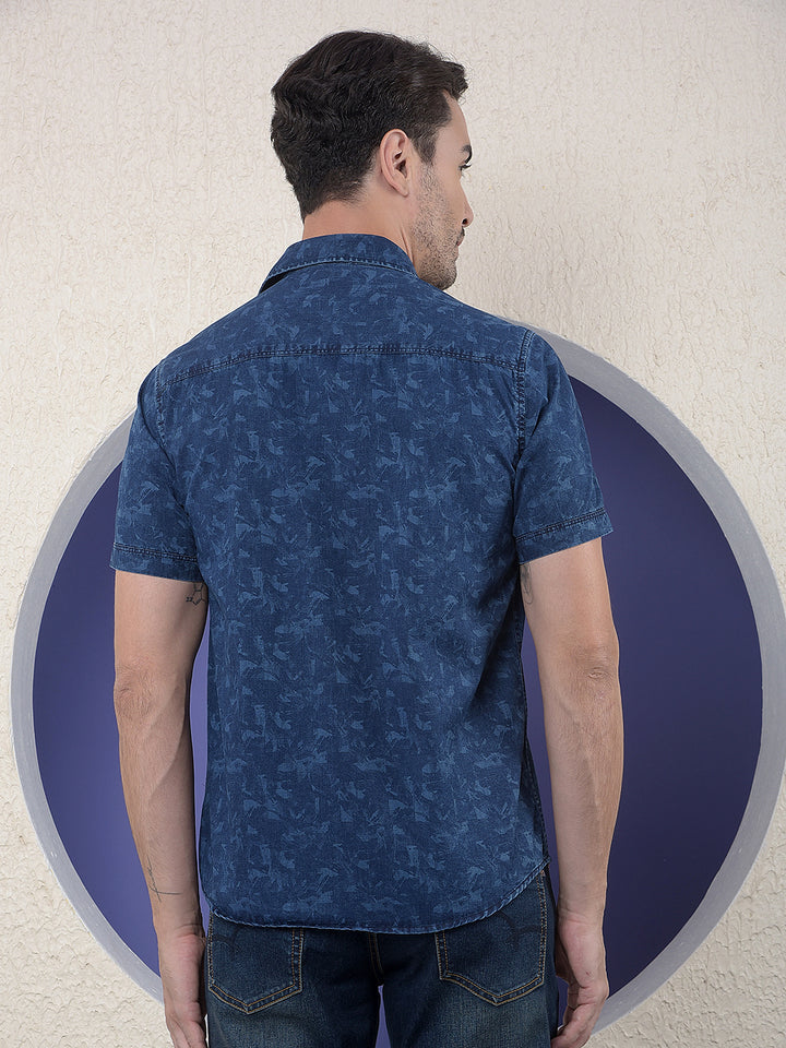 Printed 100% Cotton Blue Shirt