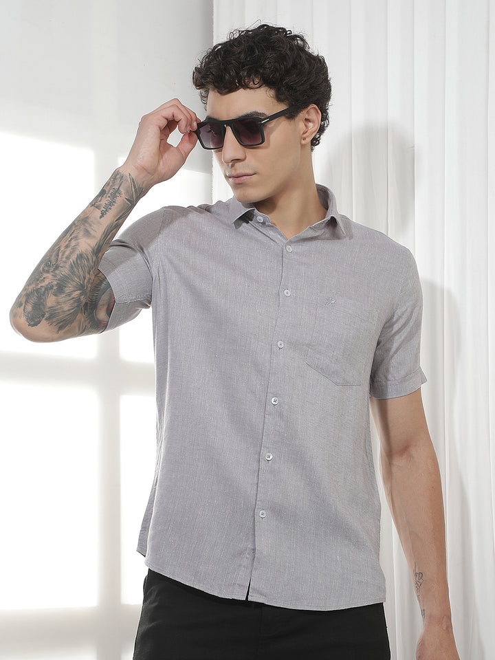 Classic Grey Casual Linen Shirt