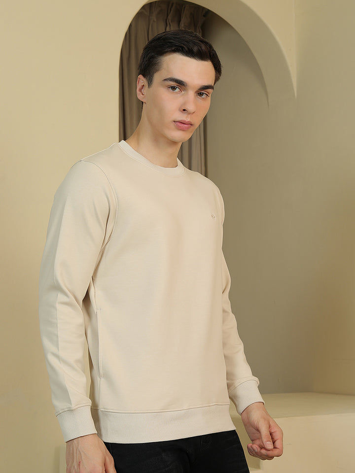 Beige Round Neck Sweatshirt