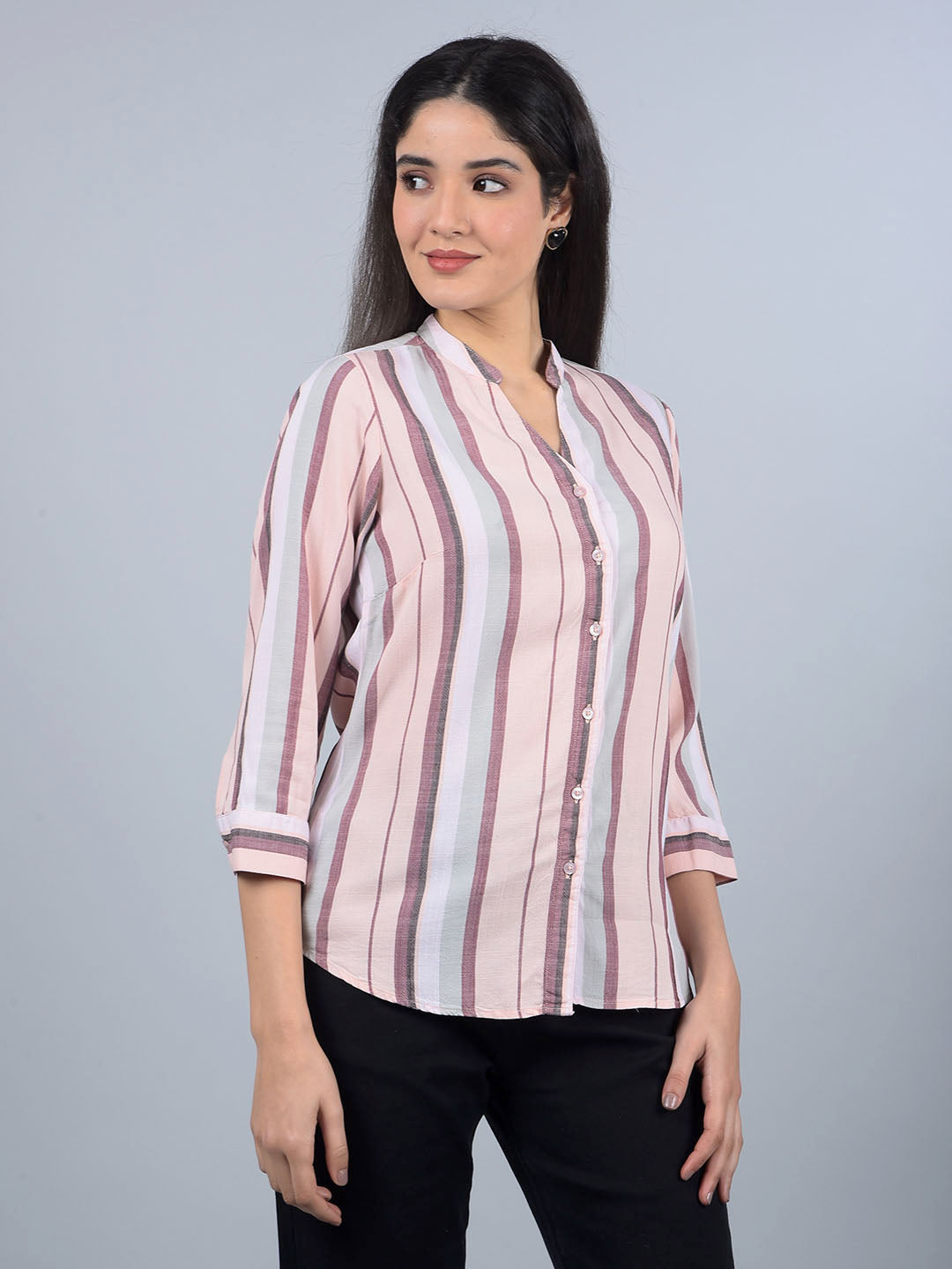 Pink Floral Print Shirt-Women Shirts-Crimsoune Club
