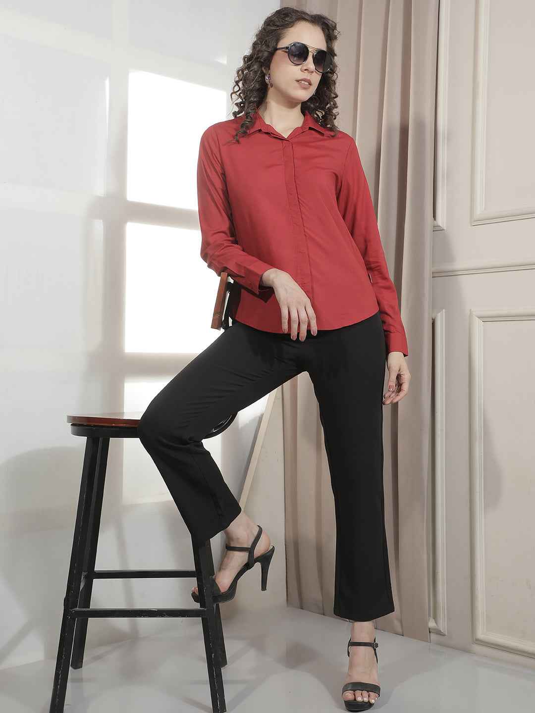 Striking Red Modal Flowy Top