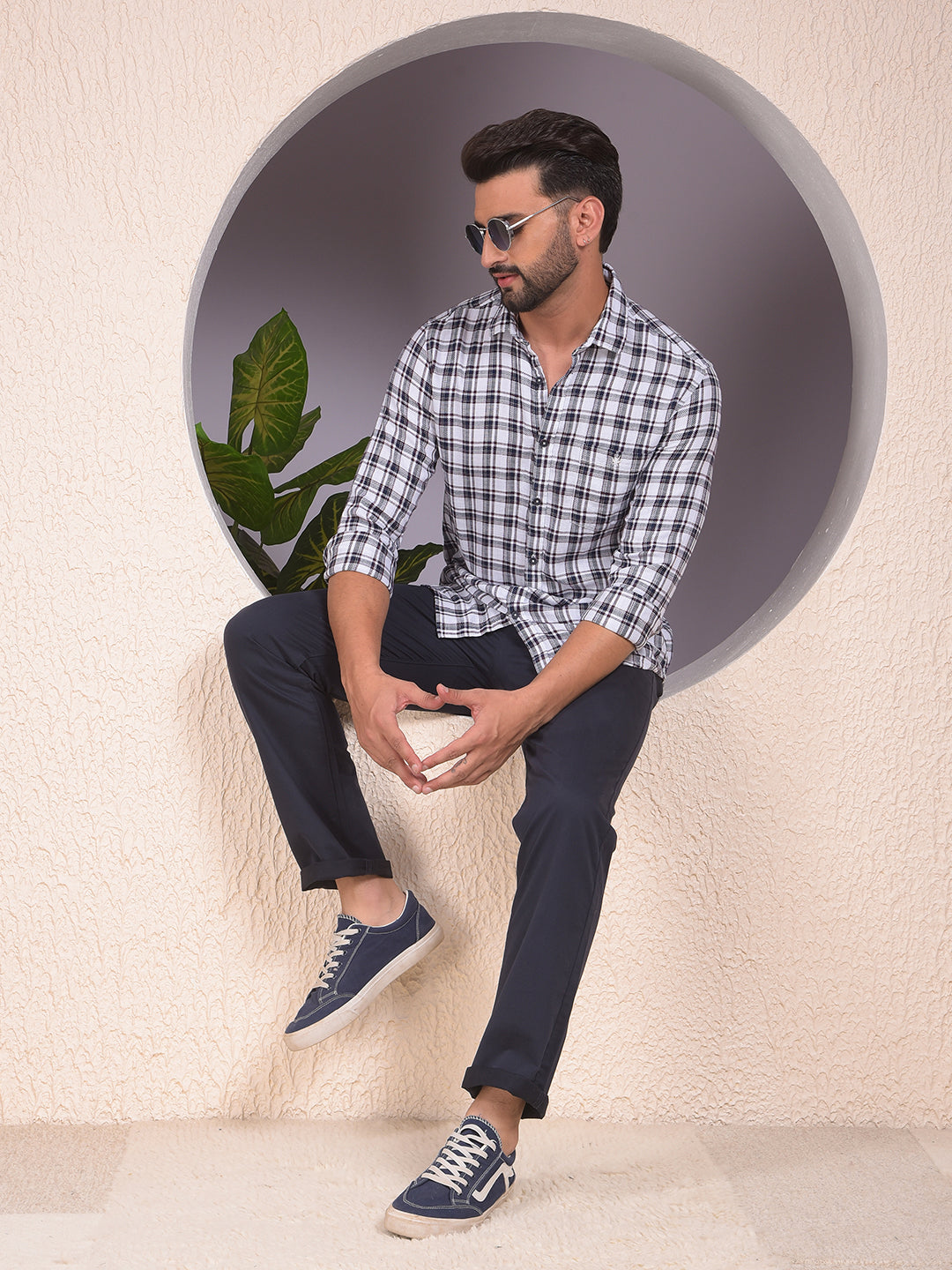 White Checked 100% Cotton Shirt