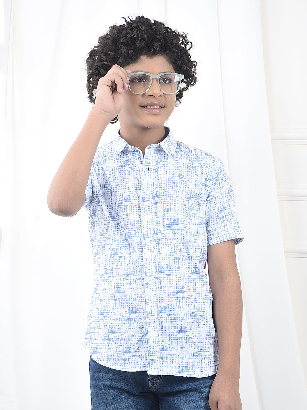 Blue Printed 100% Cotton Shirt