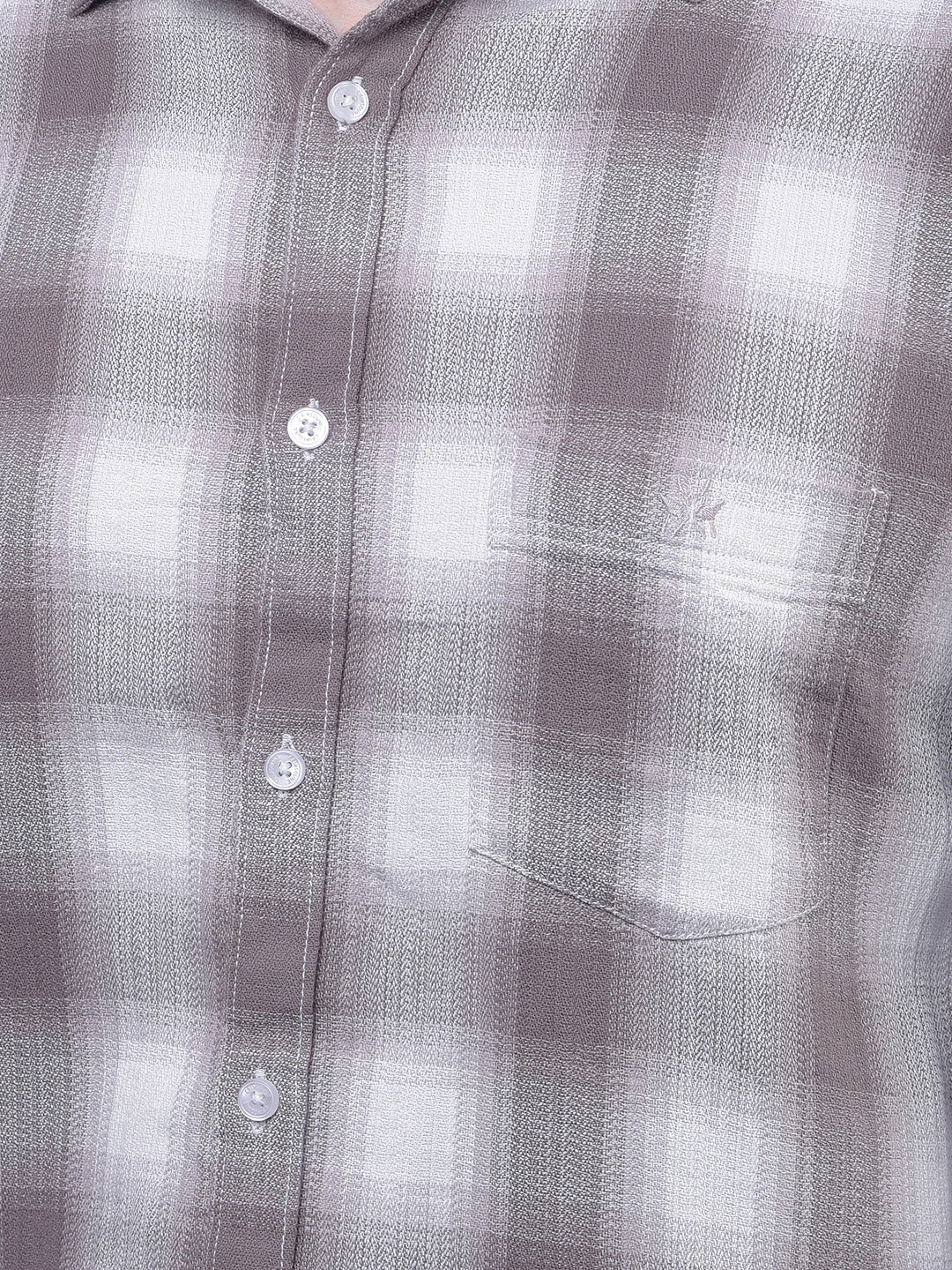 Grey Checked 100% Cotton Shirt