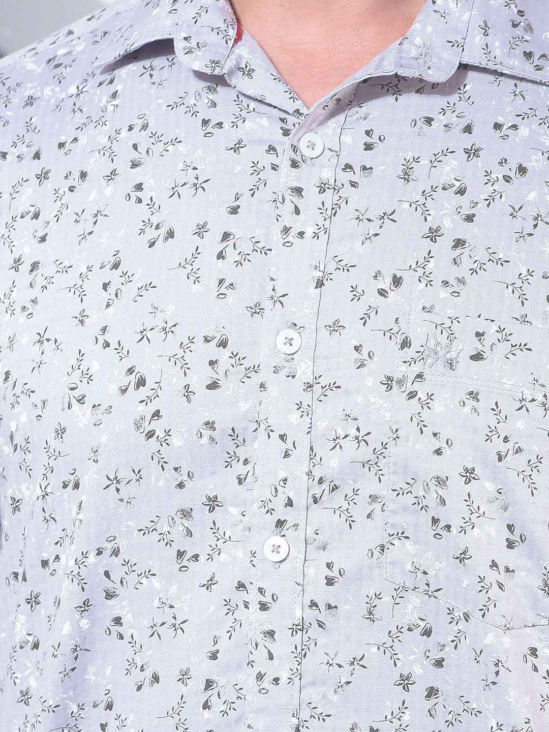 Grey Floral Print Shirt