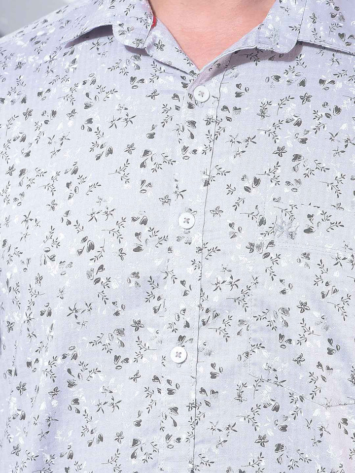 Grey Floral Print Shirt