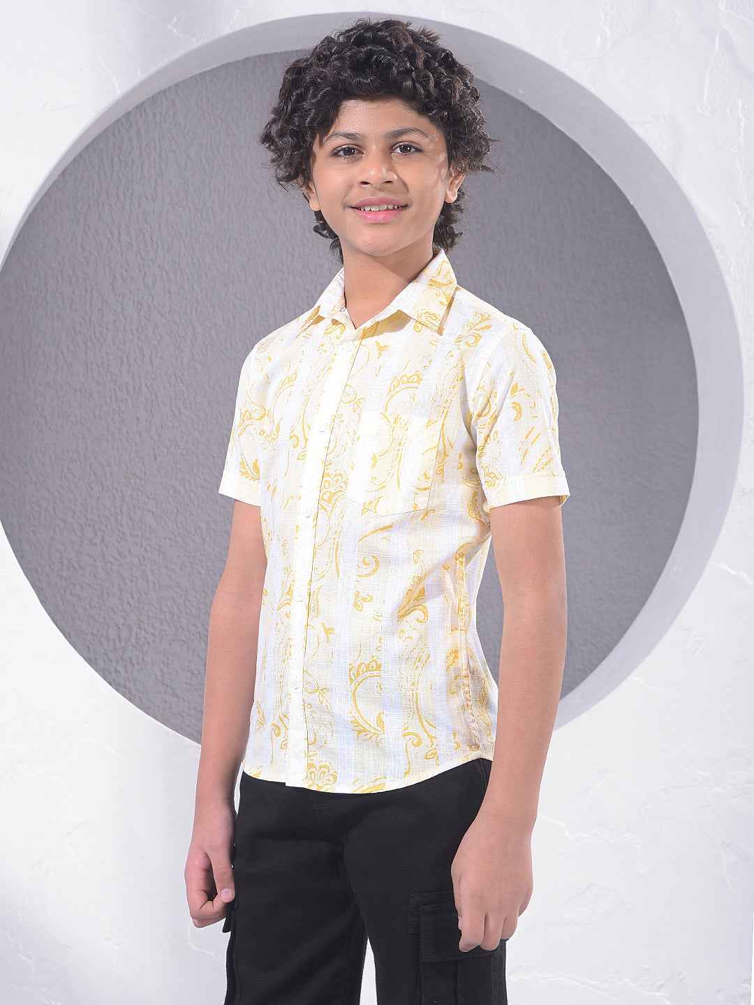 Yellow Paisley Print 100% Cotton Shirt