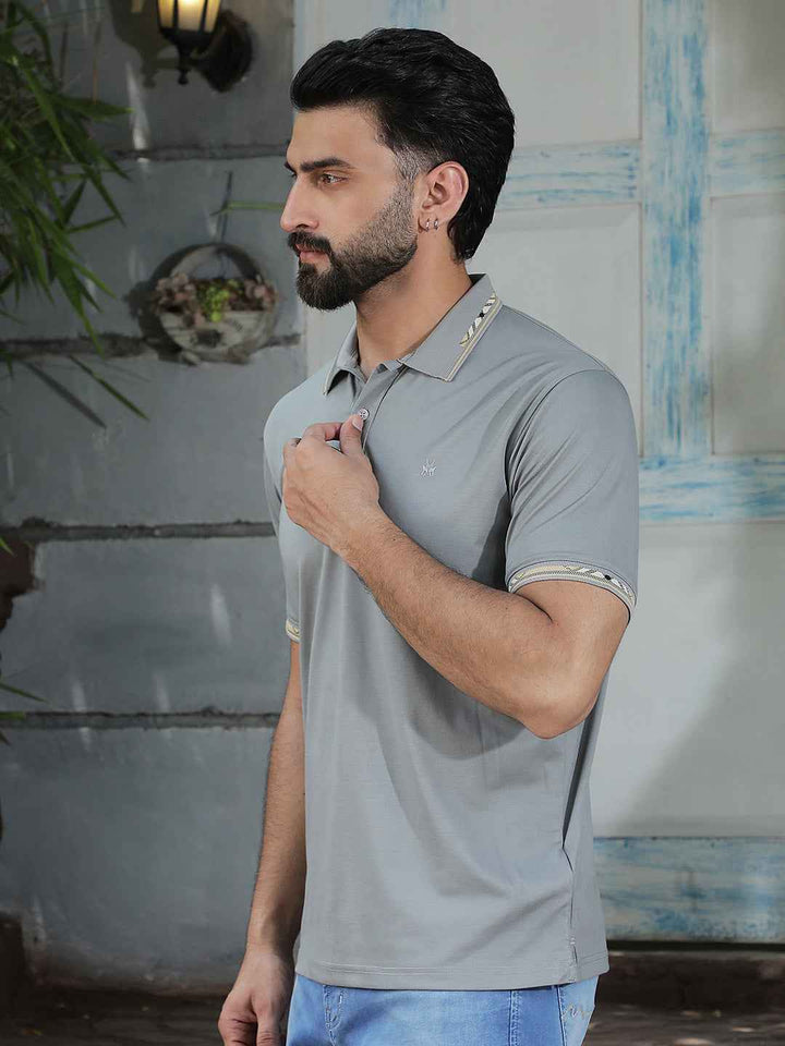 Classic Grey Casual Polo T-Shirt