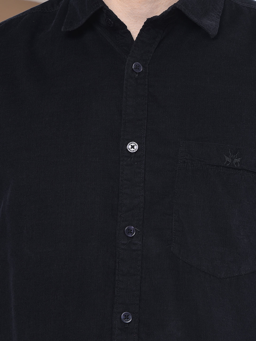 Black 100% Cotton Corduroy Shirt