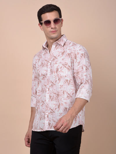 Peach Floral Print Shirt