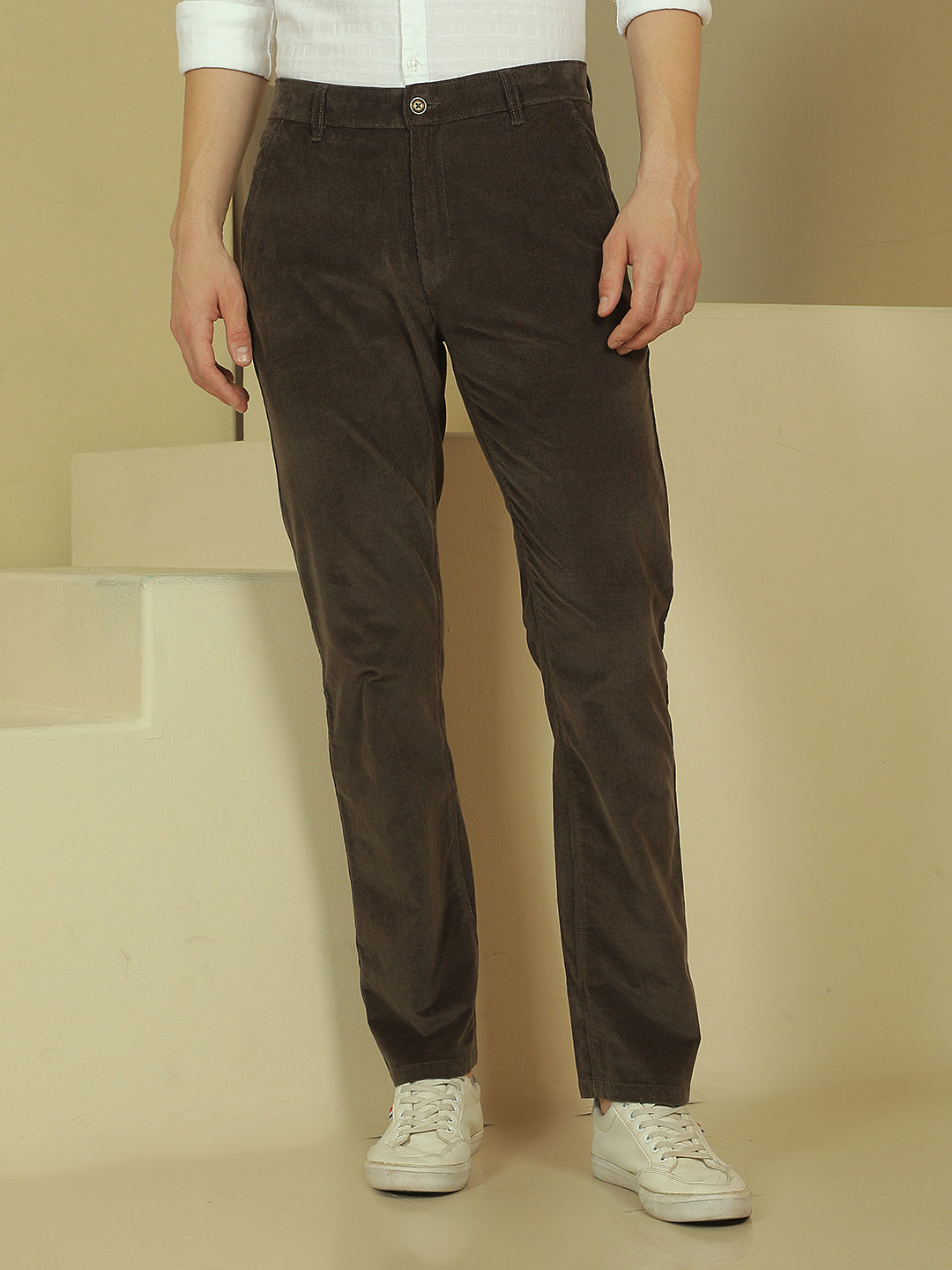 Olive Straight Corduroy Trousers