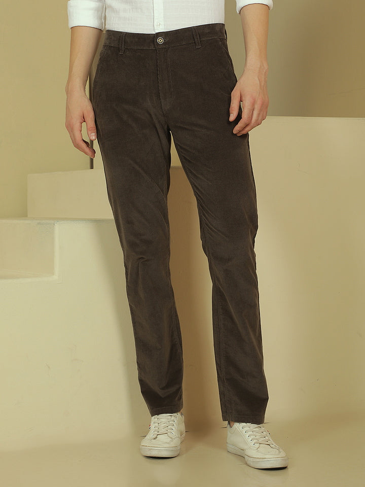 Olive Straight Corduroy Trousers