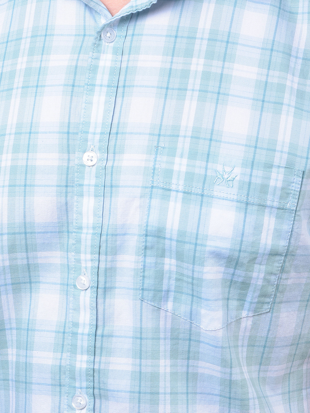 Blue Checked 100% Cotton Shirt-Men Shirts-Crimsoune Club