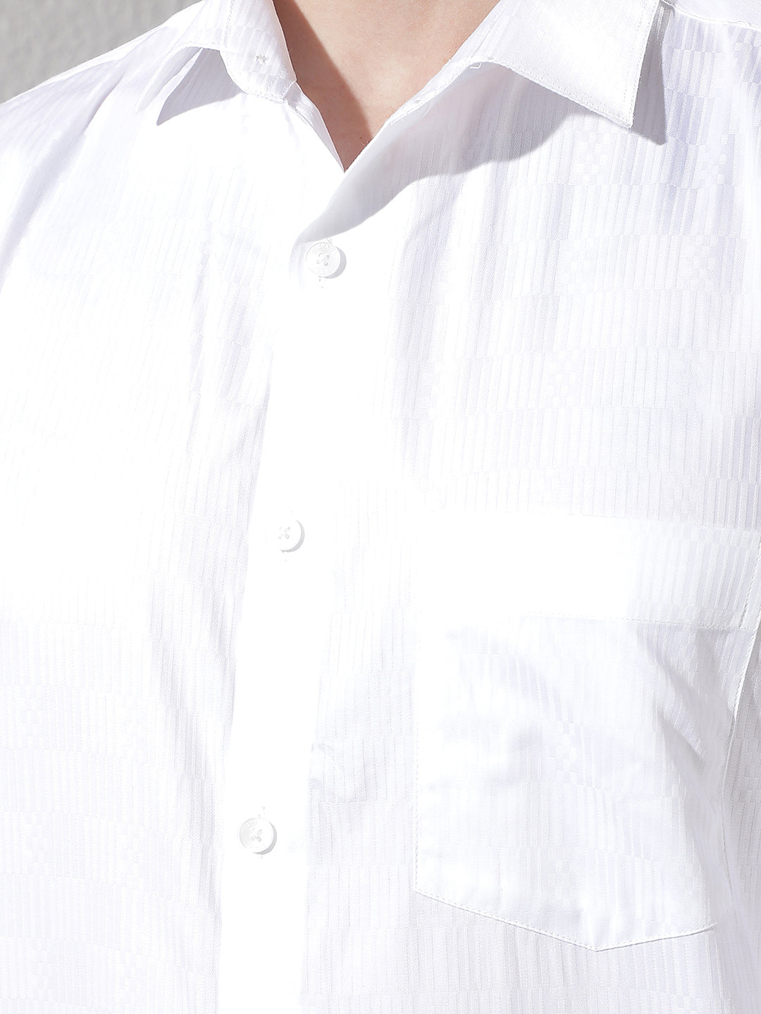White Jacquard 100% Cotton Shirt