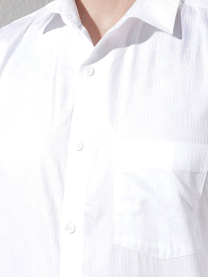 White Jacquard 100% Cotton Shirt