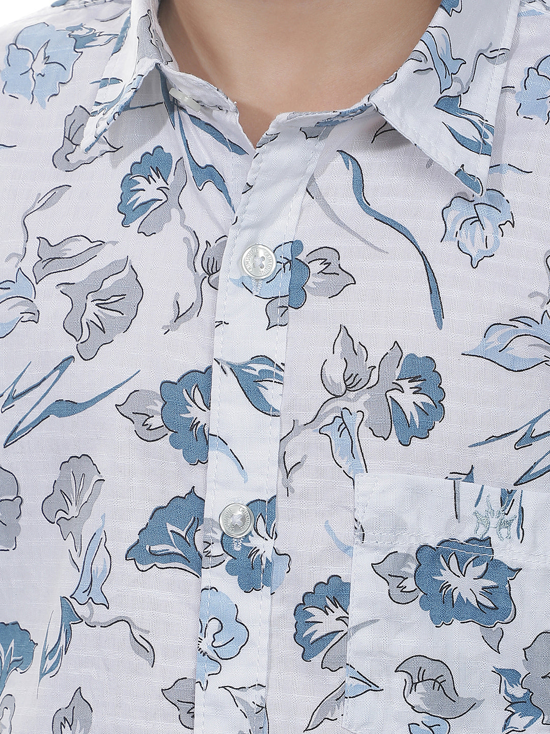 White Floral Print Shirt