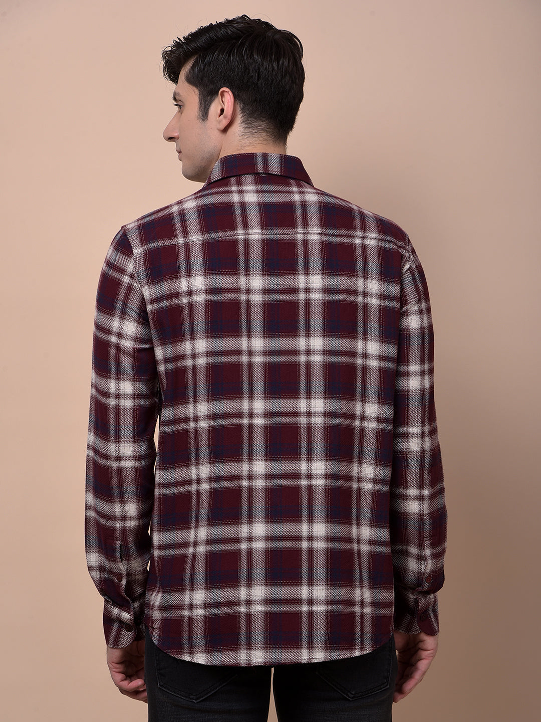 Maroon Checked 100% Cotton Shirt