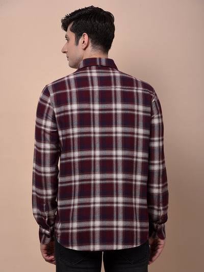 Maroon Checked 100% Cotton Shirt