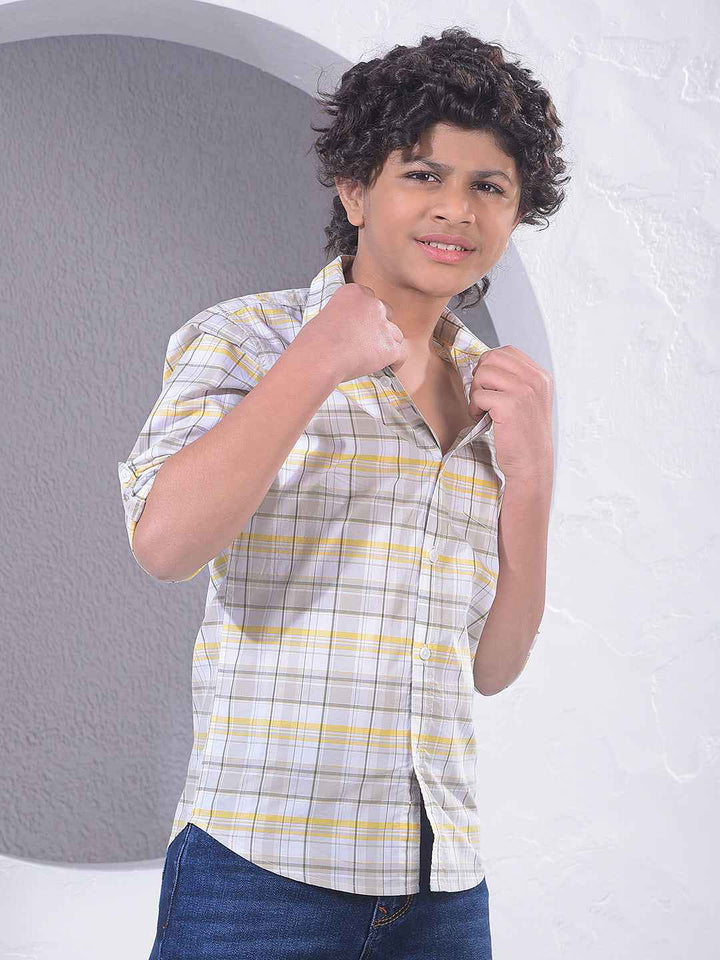 Yellow Checked 100% Cotton Shirt