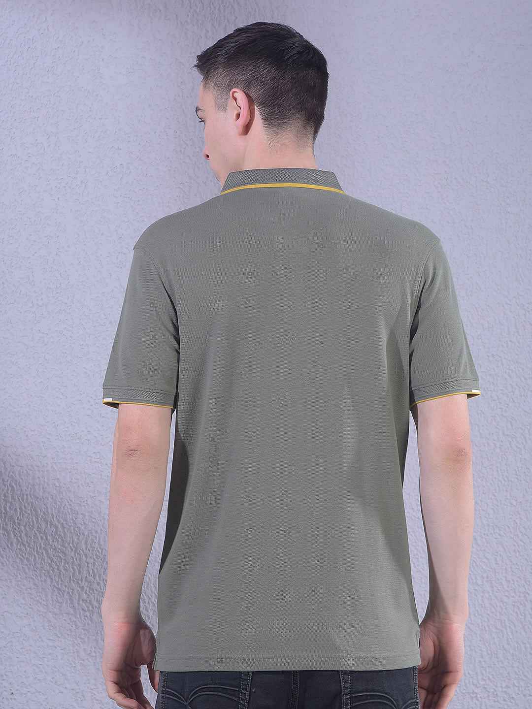 Olive Polo Neck T-Shirt