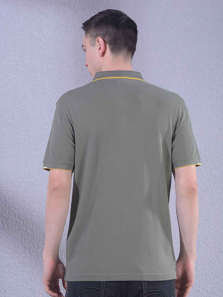 Olive Polo Neck T-Shirt
