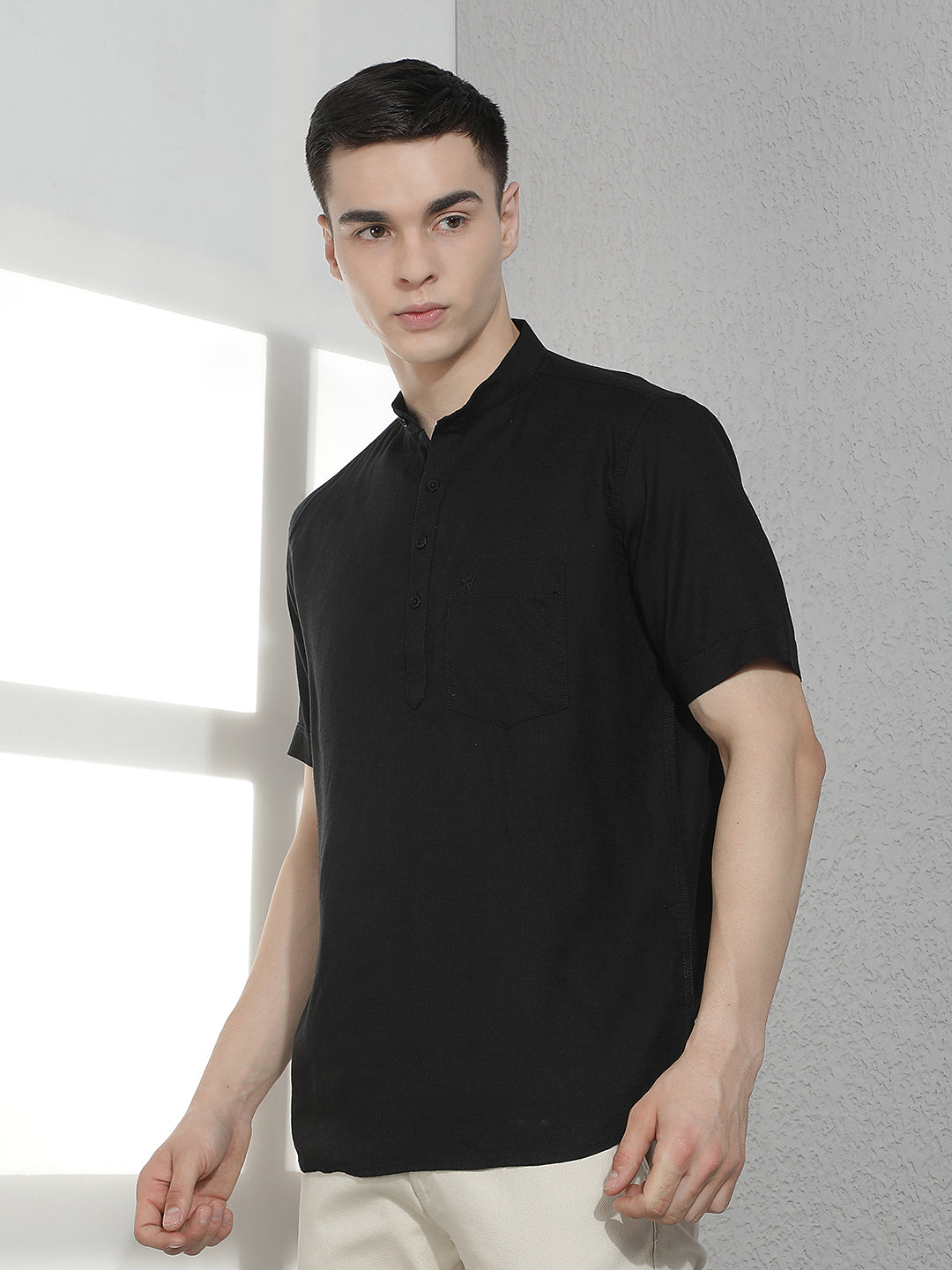 Classic Sleek Black Linen Kurta
