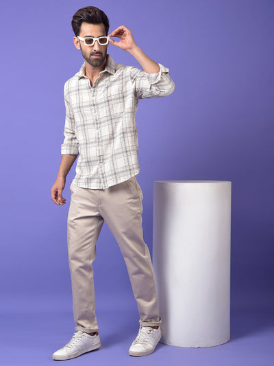 Beige Checked Shirt