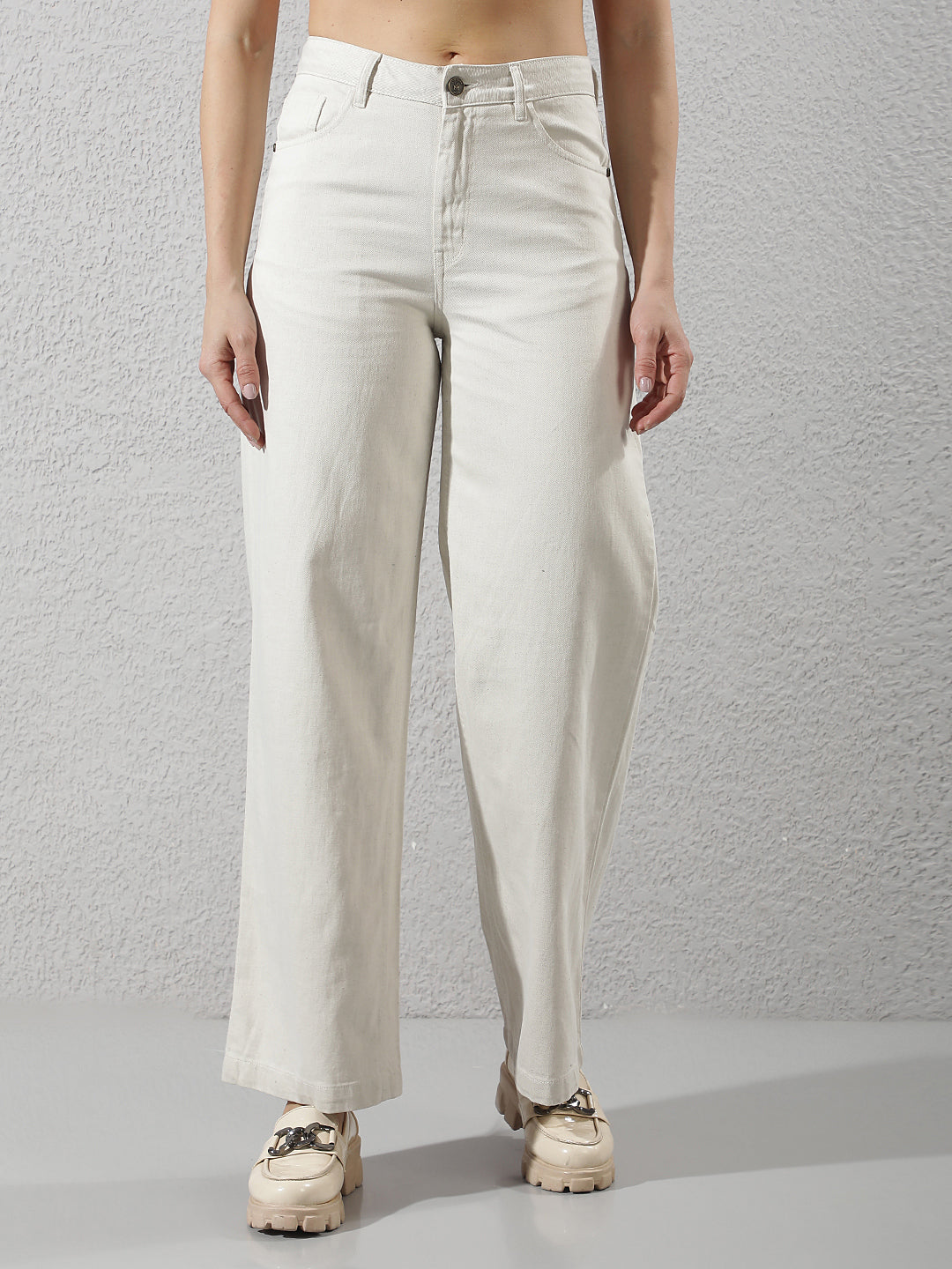 White Linen Wide-Leg Jeans