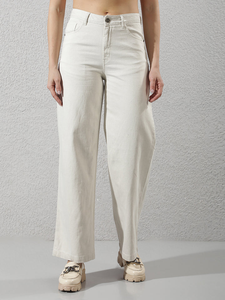 White Linen Wide-Leg Jeans