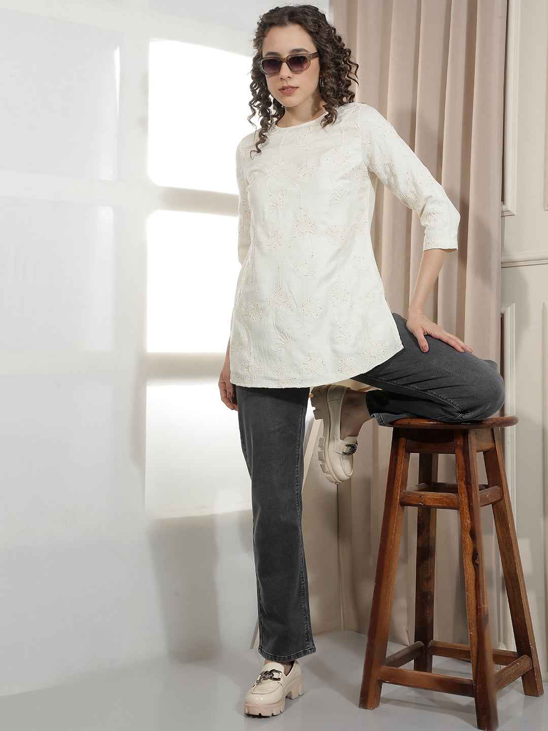 Regal Cream Embroidered Kurta