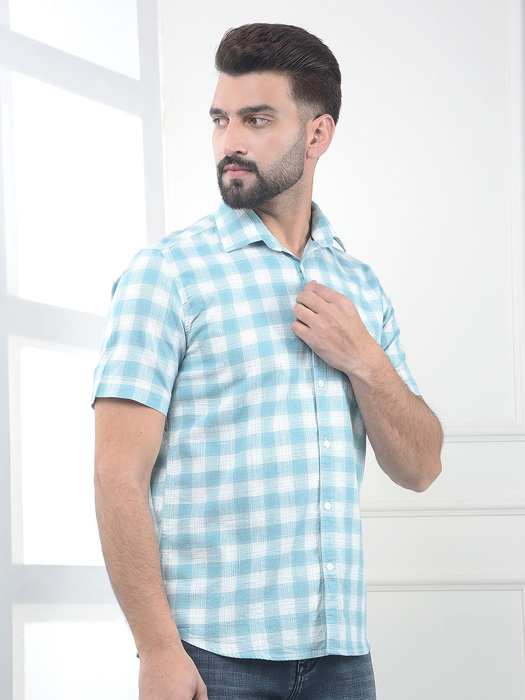 Forest Green Checked 100% Cotton Shirt