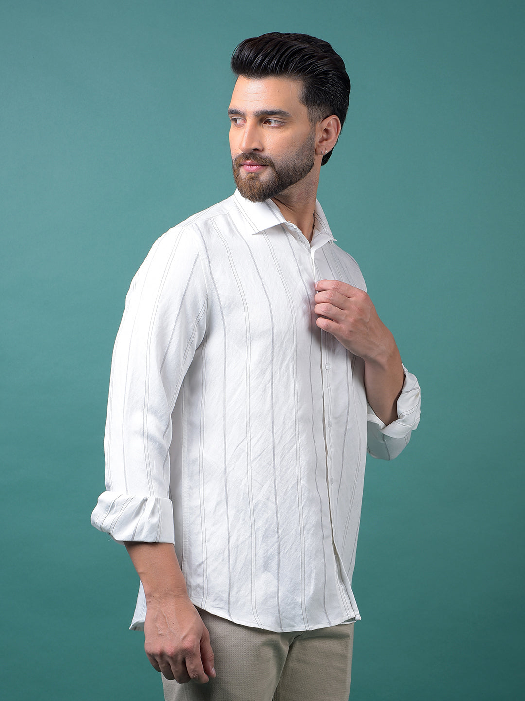 White Vertical Stripes Shirt