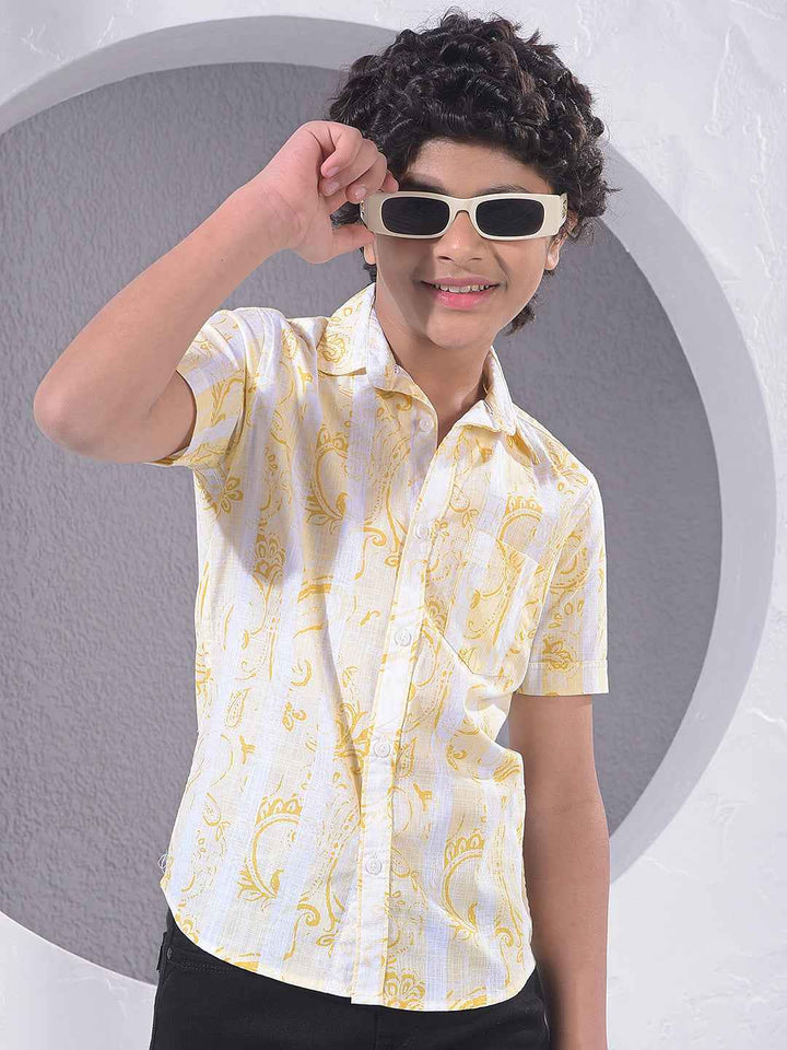 Yellow Paisley Print 100% Cotton Shirt