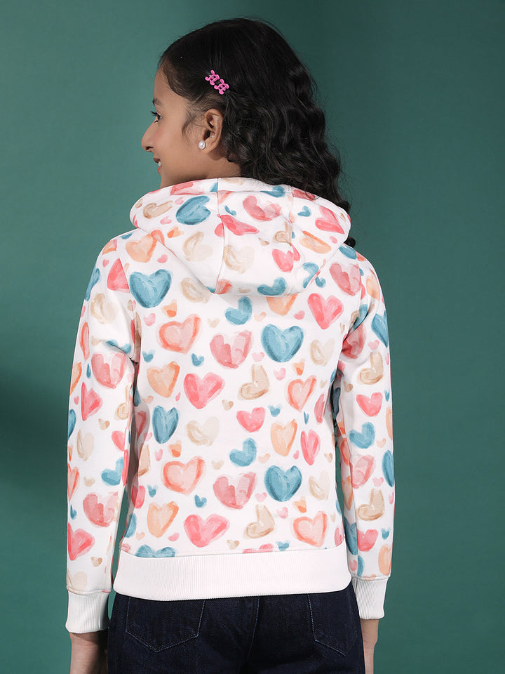 Multi Color Printed Hooded Neck Sweatshirt