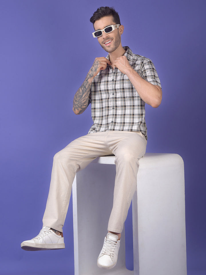 Olive Checked 100% Cotton Shirt